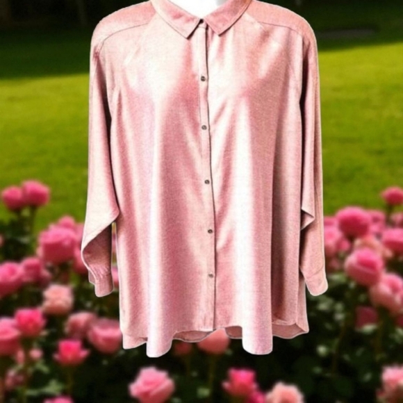 Westbound Tops - WESTBOUND Women's Plus Size Mauve Super soft Long Sleeve Button - Up Shirt 3X